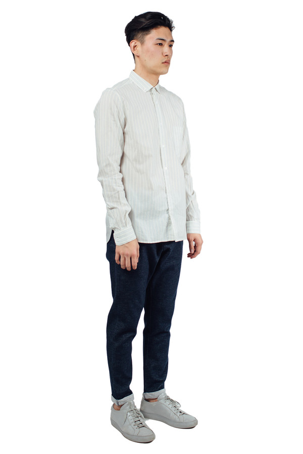 Men's YMC Jan and Dean Double Stripe Shirt Cream Men's YMC Jan and Dean Double Stripe Shirt Cream