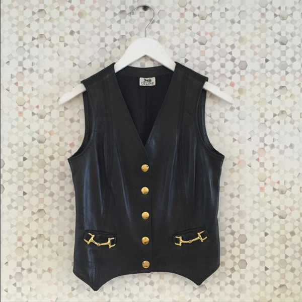 Maggie Savage Celine Black Leather Vest Maggie Savage Celine Black Leather Vest
