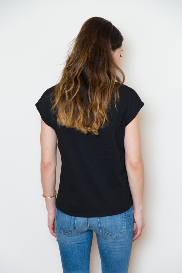 atelier delphine cap sleeve tee in black atelier delphine cap sleeve tee in black