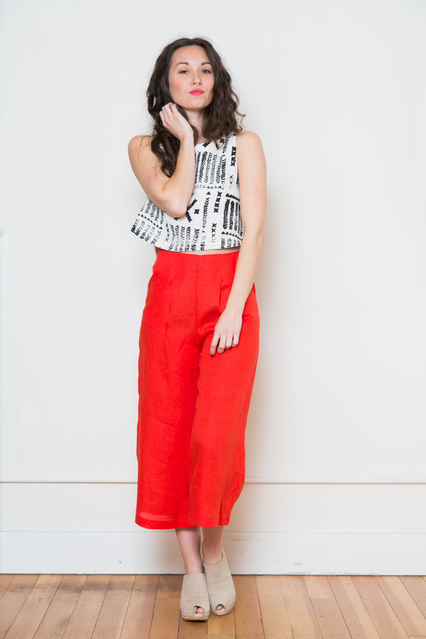 sam & lavi portia linen pant in red sam & lavi portia linen pant in red