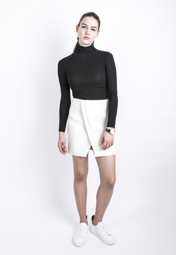 Lookast Cream Faux Leather Skirt Lookast Cream Faux Leather Skirt