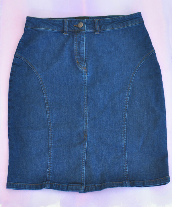 Courtshop "Vicki" Denim Pencil Skirt in Dark Denim Courtshop "Vicki" Denim Pencil Skirt in Dark Denim