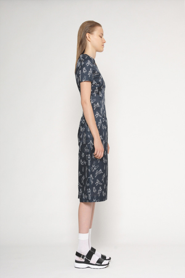 Diarte "Manel" Printed Short Sleeve Silk Cotton Dress Diarte "Manel" Printed Short Sleeve Silk Cotton Dress
