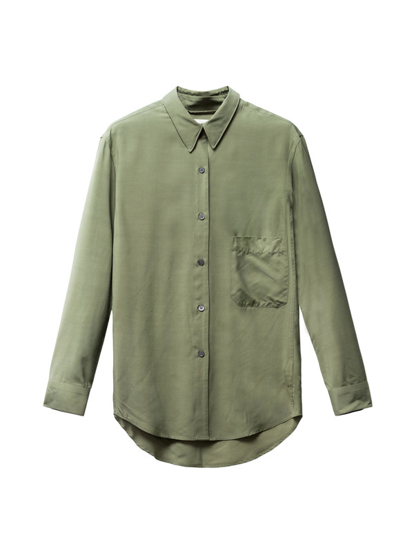 Lemaire Pointed Collar Shirt Olive Lemaire Pointed Collar Shirt Olive