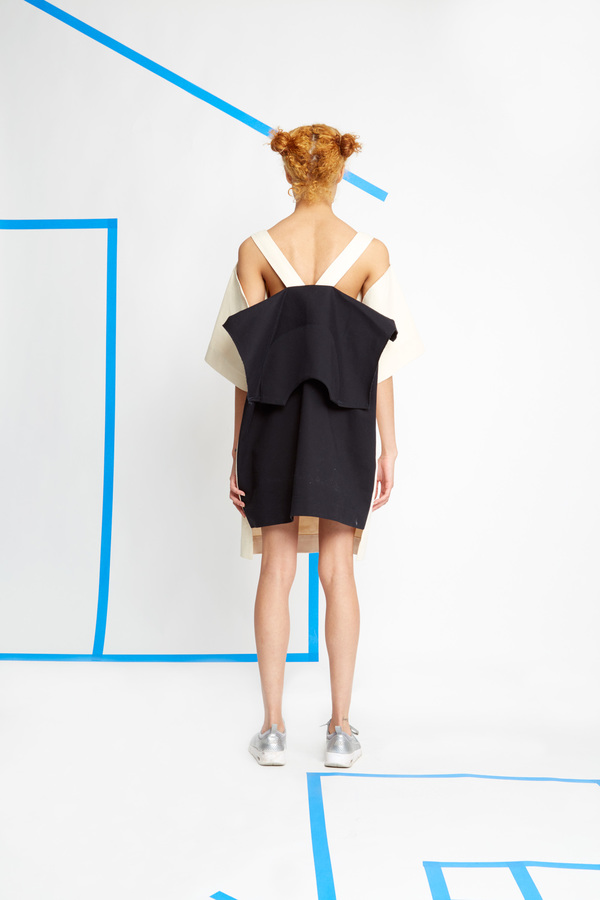 Nancy Stella Soto Offset Denim Back Flap Tee Dress Nancy Stella Soto Offset Denim Back Flap Tee Dress
