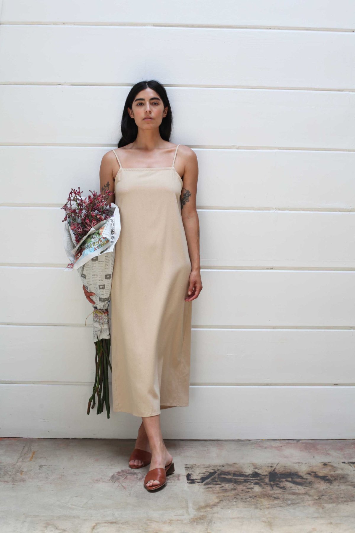 drawstring slip dress