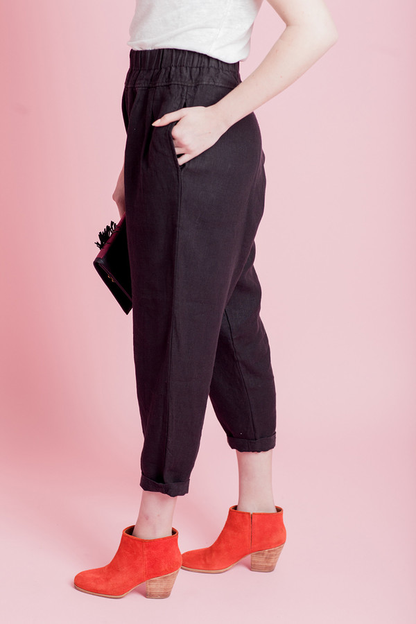 BLACK CRANE LINEN CARPENTER PANTS BLACK CRANE LINEN CARPENTER PANTS