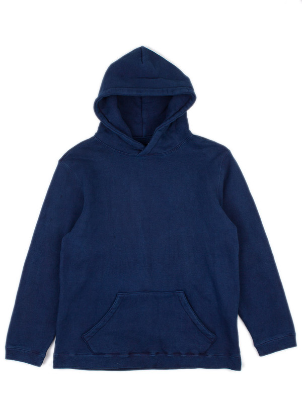 Men's Blue Blue Japan Indigo Hand Dyed Loop Wheel Knitted Pullover Parka Men's Blue Blue Japan Indigo Hand Dyed Loop Wheel Knitted Pullover Parka