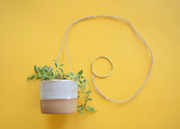 Red Planet Pottery: Gold Rim Hanging Planter Red Planet Pottery: Gold Rim Hanging Planter