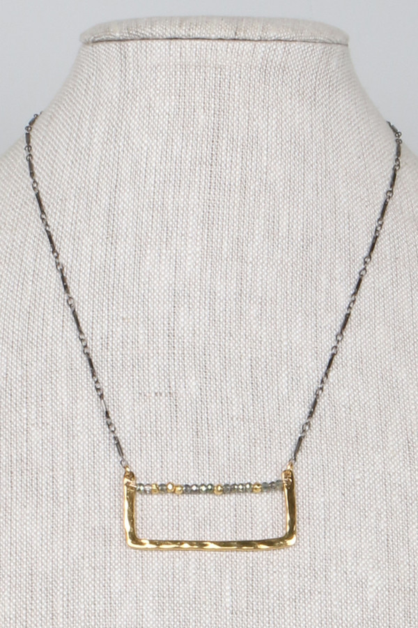 ML7343 Hammered Brass Bar Necklace ML7343 Hammered Brass Bar Necklace