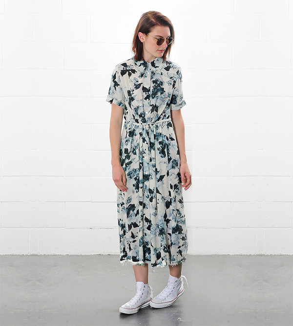 Raquel Allegra Natural Floral Button Up Dress Print Raquel Allegra Natural Floral Button Up Dress Print