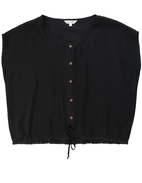 Ali Golden Black Drawstring Hem Shirt Ali Golden Black Drawstring Hem Shirt