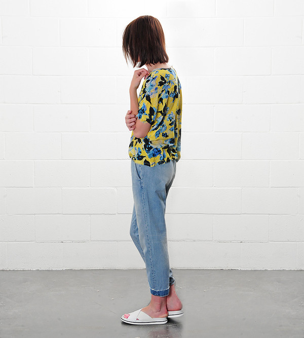 Raquel Allegra Yellow Floral Crop Tee Print Raquel Allegra Yellow Floral Crop Tee Print