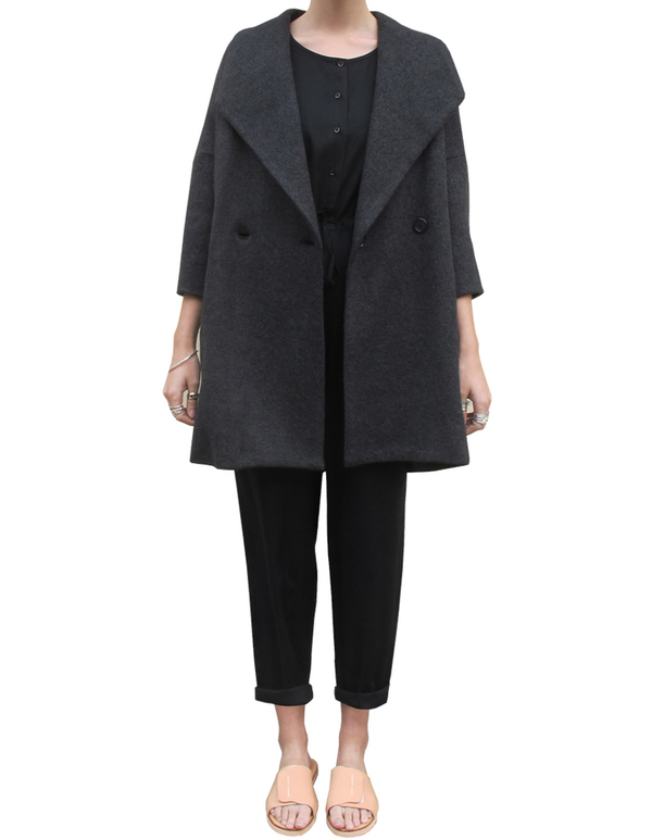 Ali Golden Navy and Black Shawl Collar Coat Ali Golden Navy and Black Shawl Collar Coat
