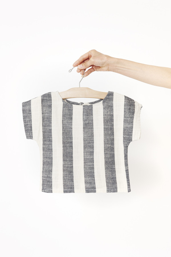 Black Crane Kids Linen Square Top Black Crane Kids Linen Square Top