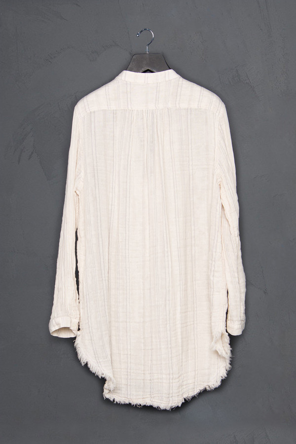 Raquel Allegra Striped Raw Henley Shirt Raquel Allegra Striped Raw Henley Shirt