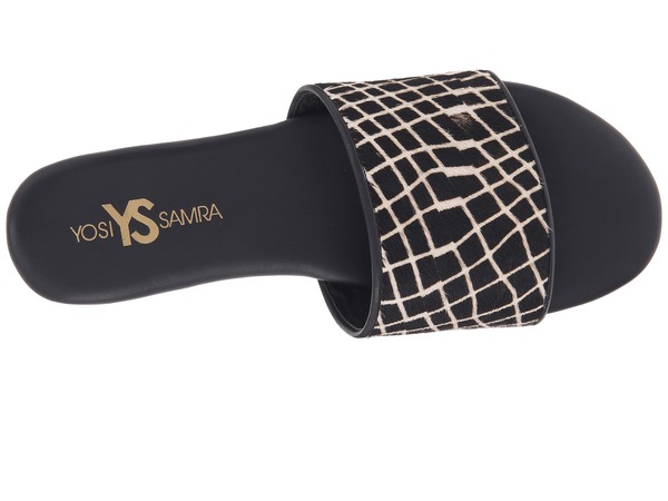 Yosi Samra Reese Linear Hair Calf Slide In Black Yosi Samra Reese Linear Hair Calf Slide In Black
