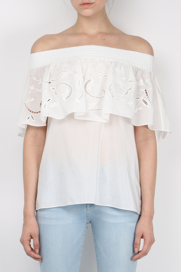 Tibi Carmen Embroidered Off Shoulder Top Tibi Carmen Embroidered Off Shoulder Top