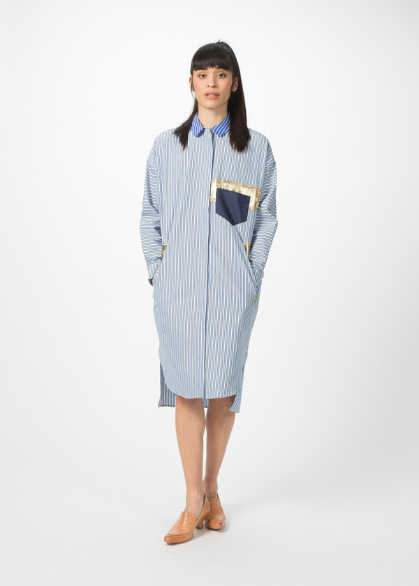 Odeeh Shirtdress with Gold Trim Odeeh Shirtdress with Gold Trim