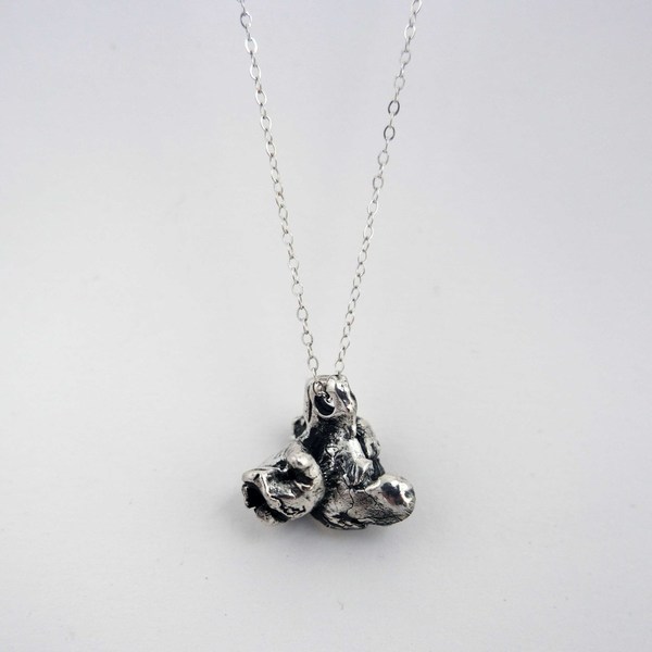 Gold Teeth Brooklyn Popcorn Necklace in Sterling Silver Gold Teeth Brooklyn Popcorn Necklace in Sterling Silver