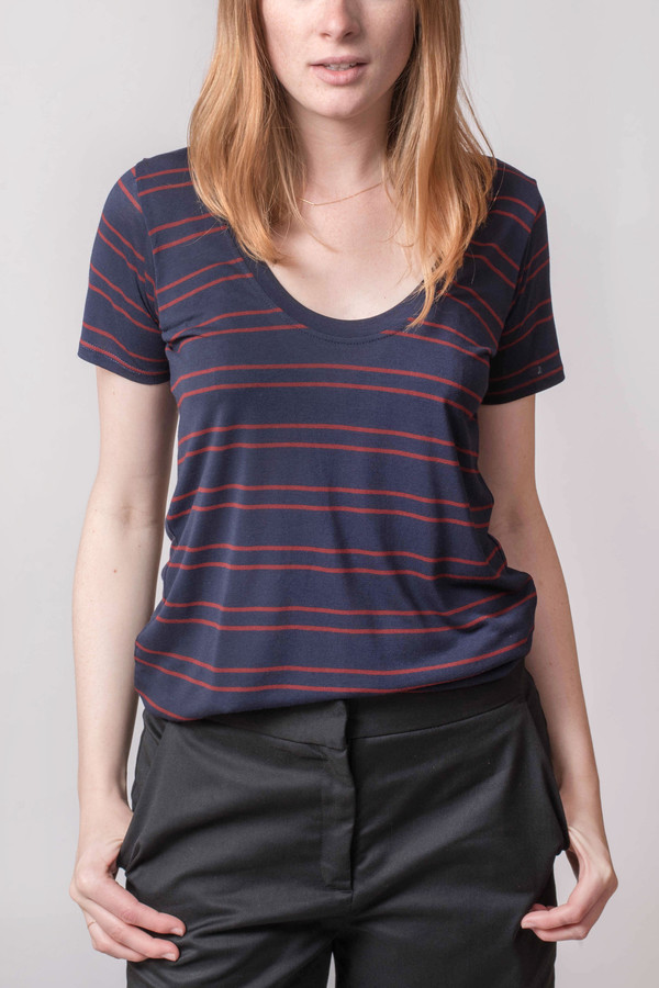 The Lady & the Sailor Basic Tee Scarlet Stripe The Lady & the Sailor Basic Tee Scarlet Stripe