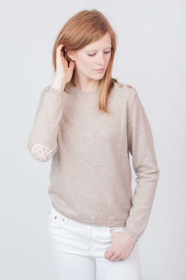 Chinti and Parker Cashmere Pineapple Elbow Patch Sweater Chinti and Parker Cashmere Pineapple Elbow Patch Sweater