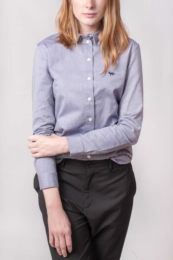 Maison Kitsune Oxford Classic Shirt With Embroidery Fox Maison Kitsune Oxford Classic Shirt With Embroidery Fox