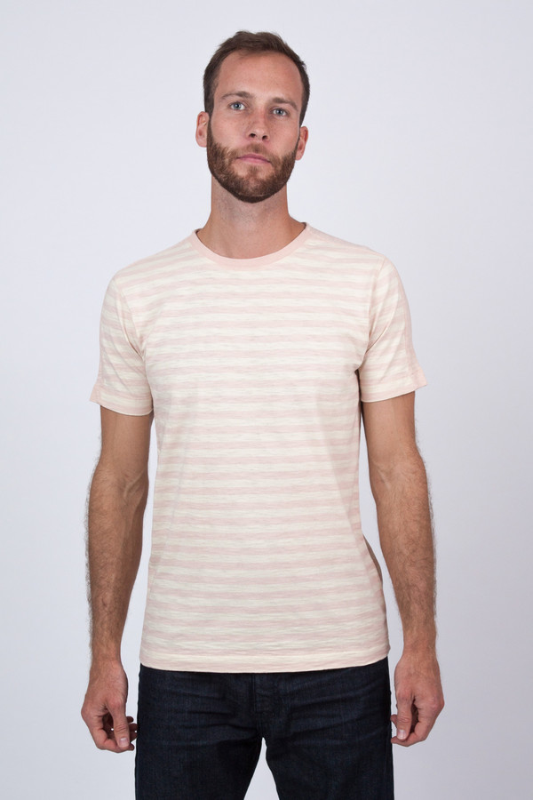 Men's YMC Pink Panel Stripe Tee Men's YMC Pink Panel Stripe Tee