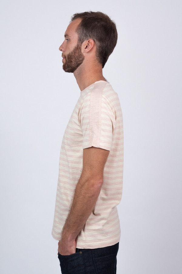 Men's YMC Pink Panel Stripe Tee Men's YMC Pink Panel Stripe Tee