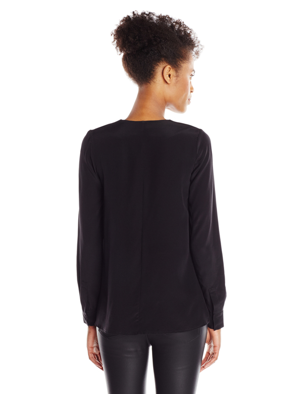 Vincetta Black Silk Vneck Blouse Vincetta Black Silk Vneck Blouse