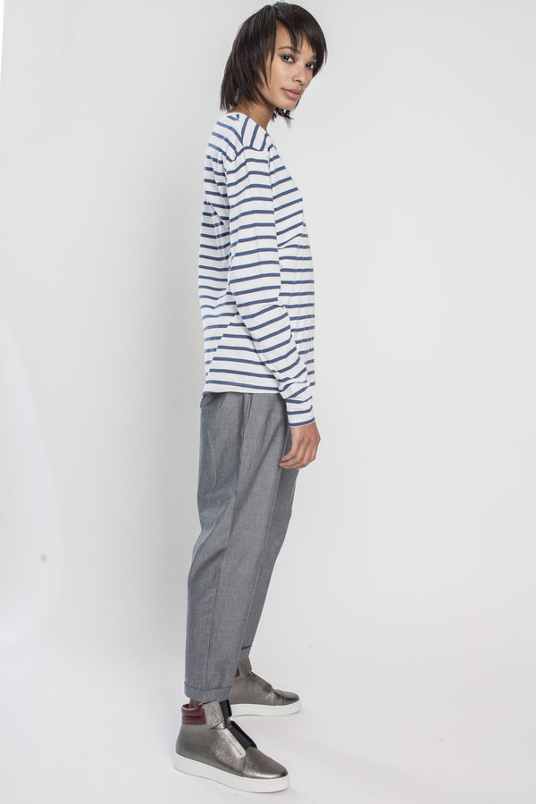 KOWTOW Building Block Boyfriend Top in Blue/White Stripes KOWTOW Building Block Boyfriend Top in Blue/White Stripes