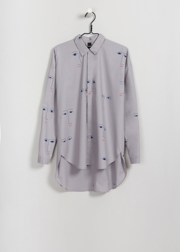 KOWTOW Cast Shirt Faces in Faces on Gray KOWTOW Cast Shirt Faces in Faces on Gray
