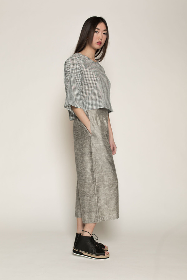 H. Fredriksson Crop Alex Top in Small Grid Khadi H. Fredriksson Crop Alex Top in Small Grid Khadi