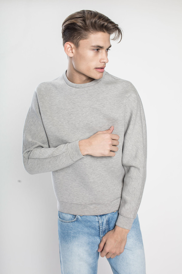 Men's Kenneth Ning Dolman Sleeve Sponge Pullover in Grey Men's Kenneth Ning Dolman Sleeve Sponge Pullover in Grey