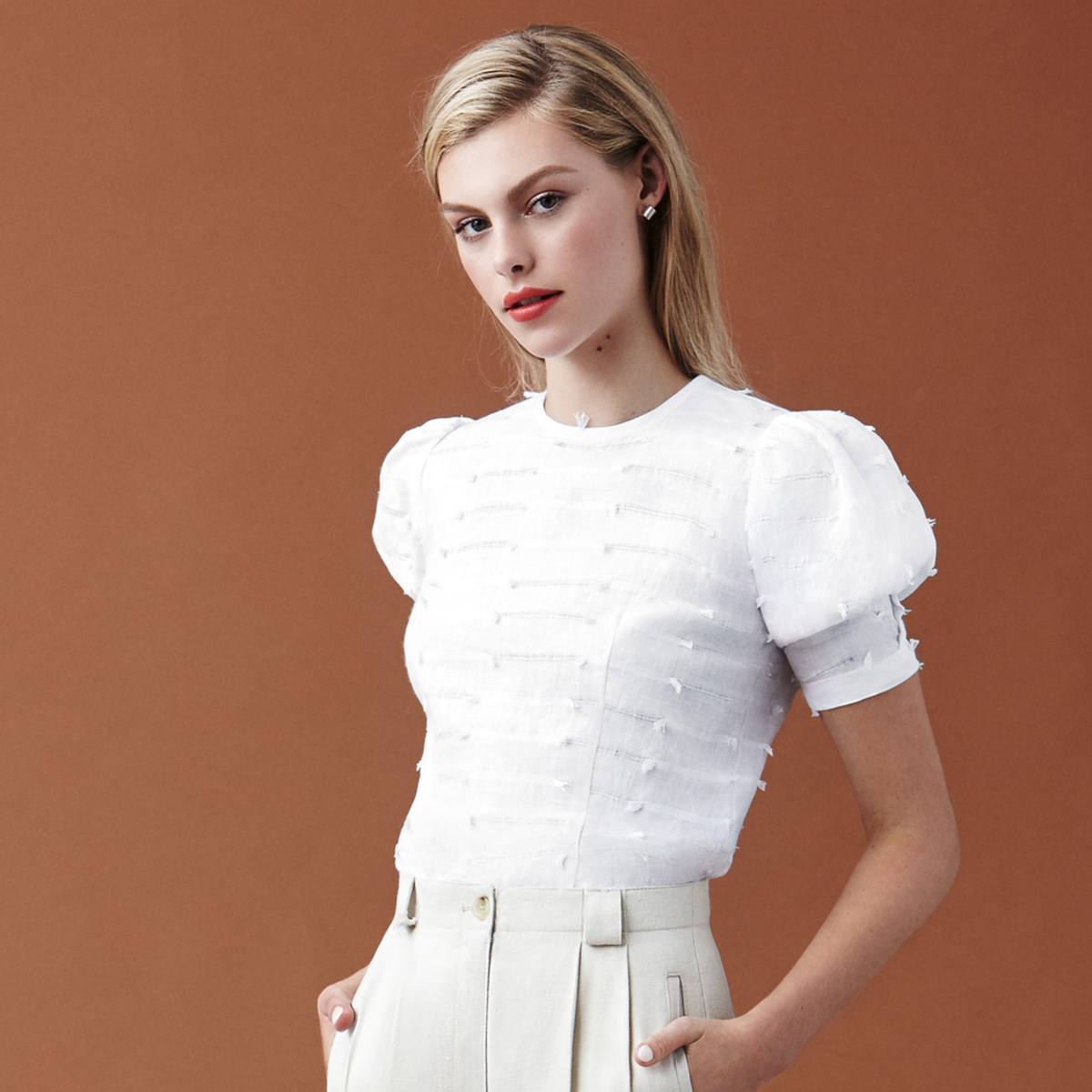 chasin puff sleeve top linen eyelash garmentory chasin puff sleeve top linen eyelash garmentory