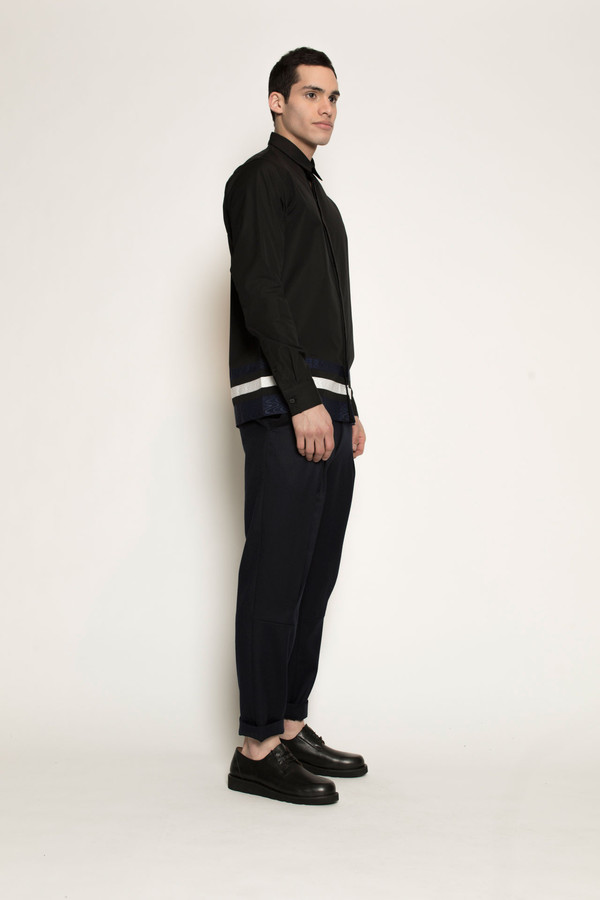 Men's Kenneth Ning Grosgrain Shirt in Black Men's Kenneth Ning Grosgrain Shirt in Black