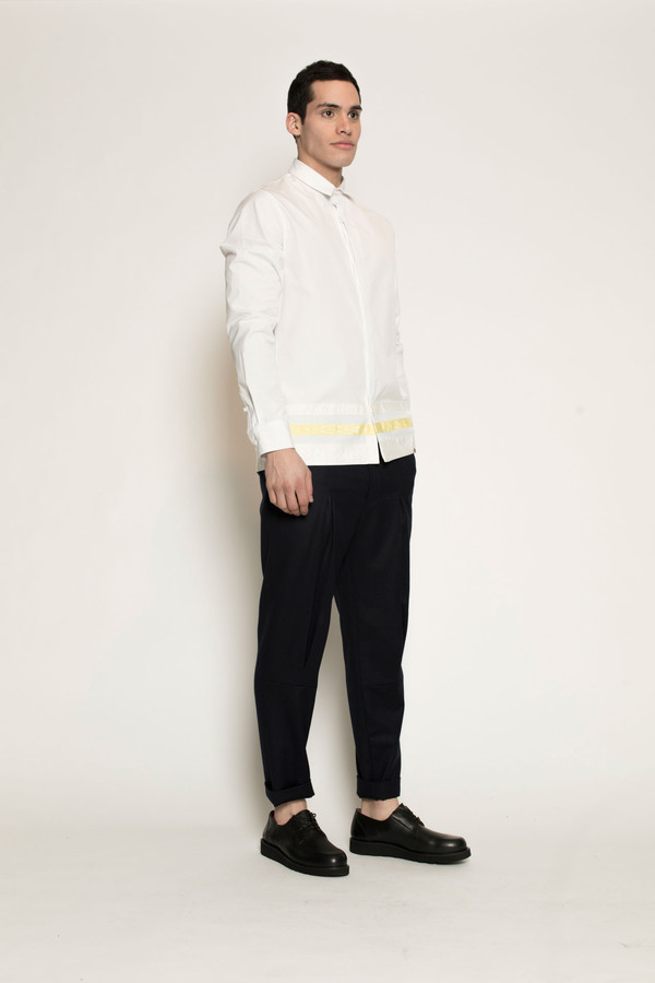 Men's Kenneth Ning Grosgrain Shirt in White Men's Kenneth Ning Grosgrain Shirt in White
