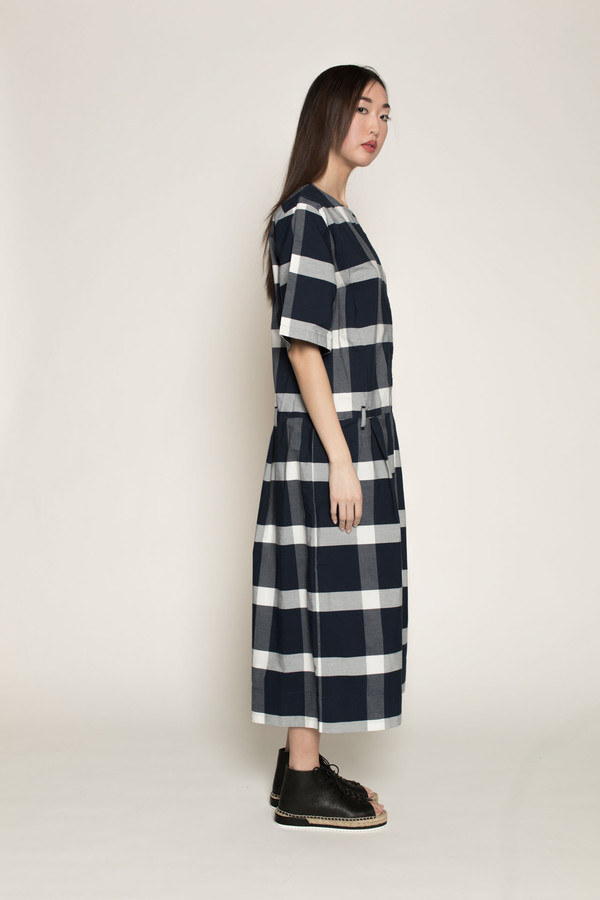 Kowtow Pen to Paper Jumpsuit in Navy/White Check Kowtow Pen to Paper Jumpsuit in Navy/White Check