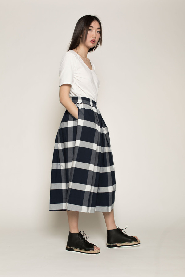 Kowtow Things in Common Culottes in Navy/White Check Kowtow Things in Common Culottes in Navy/White Check