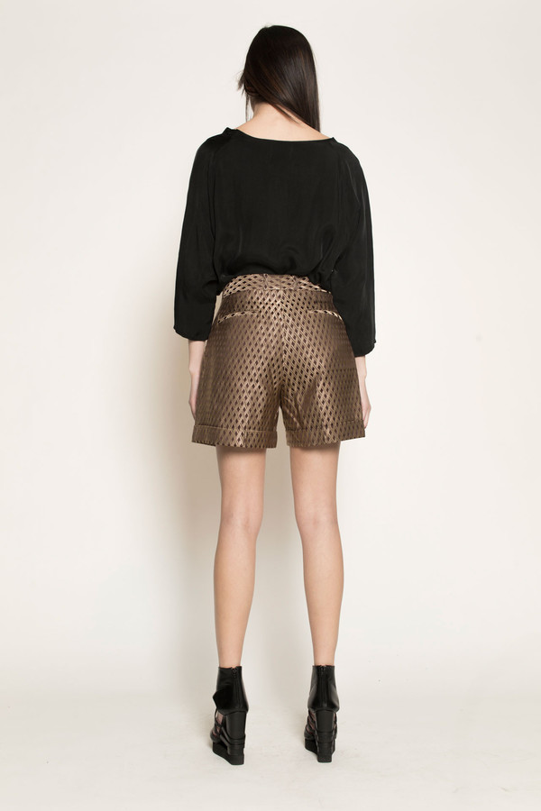 Dzojchen Wide Leg Shorts by Gold Diamond Brocade Dzojchen Wide Leg Shorts by Gold Diamond Brocade