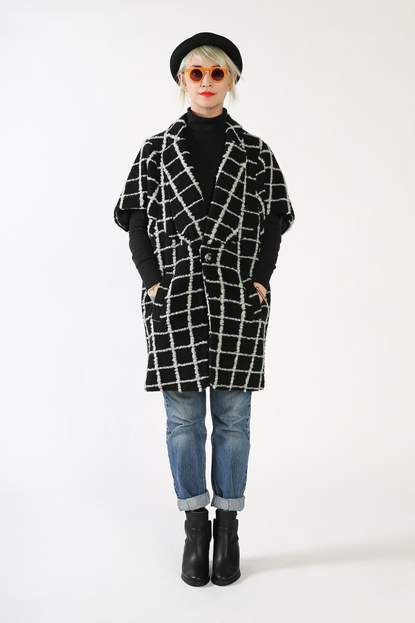 Kurt Lyle JASPER Single Button Dolman Fold Jacket - GRID Kurt Lyle JASPER Single Button Dolman Fold Jacket - GRID