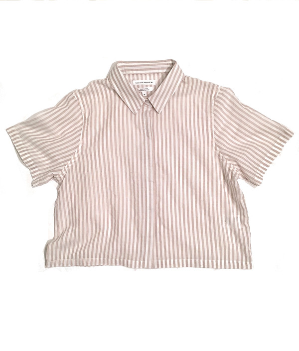 Native Youth Cropped Linen Stripe Shirt Native Youth Cropped Linen Stripe Shirt