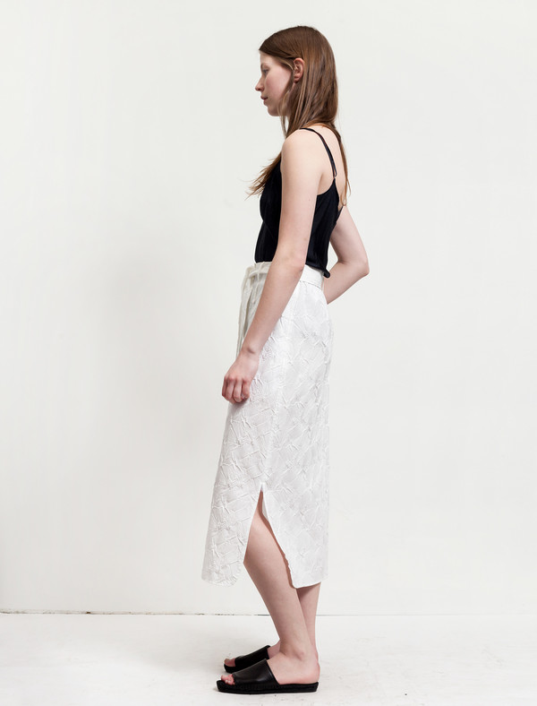 Thakoon Womens Long Embossed Skirt - White Thakoon Womens Long Embossed Skirt - White