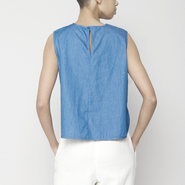 7115 by Szeki Crew Neck Cropped Top- Indigo SS16 7115 by Szeki Crew Neck Cropped Top- Indigo SS16
