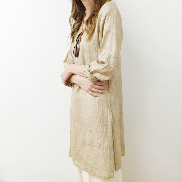Johan Vintage Beige Silk Tunic Johan Vintage Beige Silk Tunic