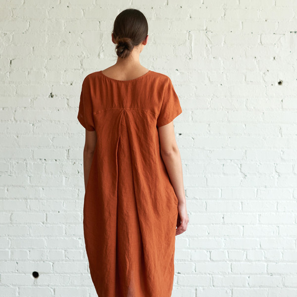 Black Crane Pleated Cocoon Dress Brick Black Crane Pleated Cocoon Dress Brick