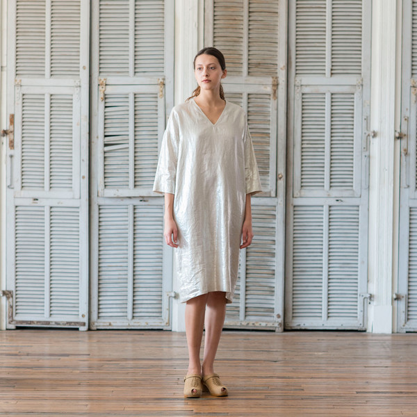 Horses Atelier Long Metallic Silver Cape Dress - SOLD OUT Horses Atelier Long Metallic Silver Cape Dress - SOLD OUT