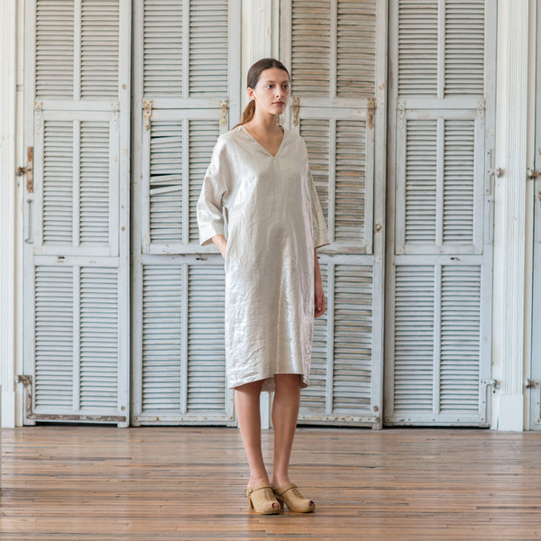 Horses Atelier Long Metallic Silver Cape Dress - SOLD OUT Horses Atelier Long Metallic Silver Cape Dress - SOLD OUT