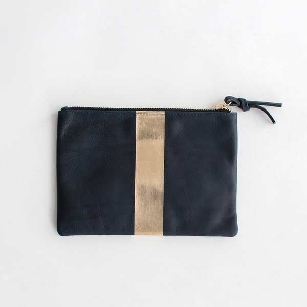 Kempton & Co Stripe Pouch Navy/Gold Metallic - SOLD OUT Kempton & Co Stripe Pouch Navy/Gold Metallic - SOLD OUT