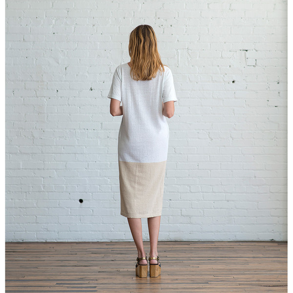 Lauren Manoogian Block Tall T Dress Cielo/Natural - SOLD OUT Lauren Manoogian Block Tall T Dress Cielo/Natural - SOLD OUT